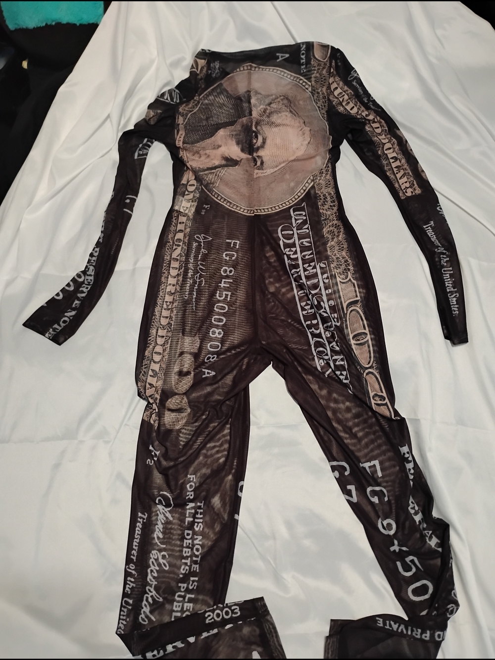 Novelty Money Print Jumpsuit - Brown/Black